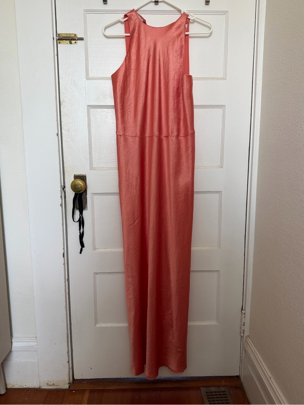 Vince Coral Satin Halter Maxi Dress